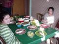 lizzie and mom at table